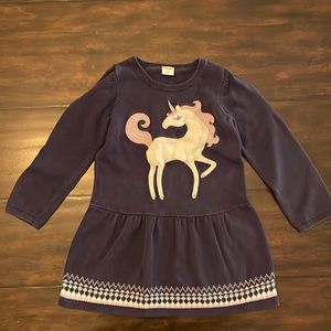 Gymboree Size 5T Navy Blue Dress with Unicorn